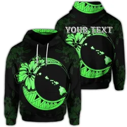 (Personalised) Hawaiian Map Hibiscus Turtle Polynesian Moon Hoodie Green