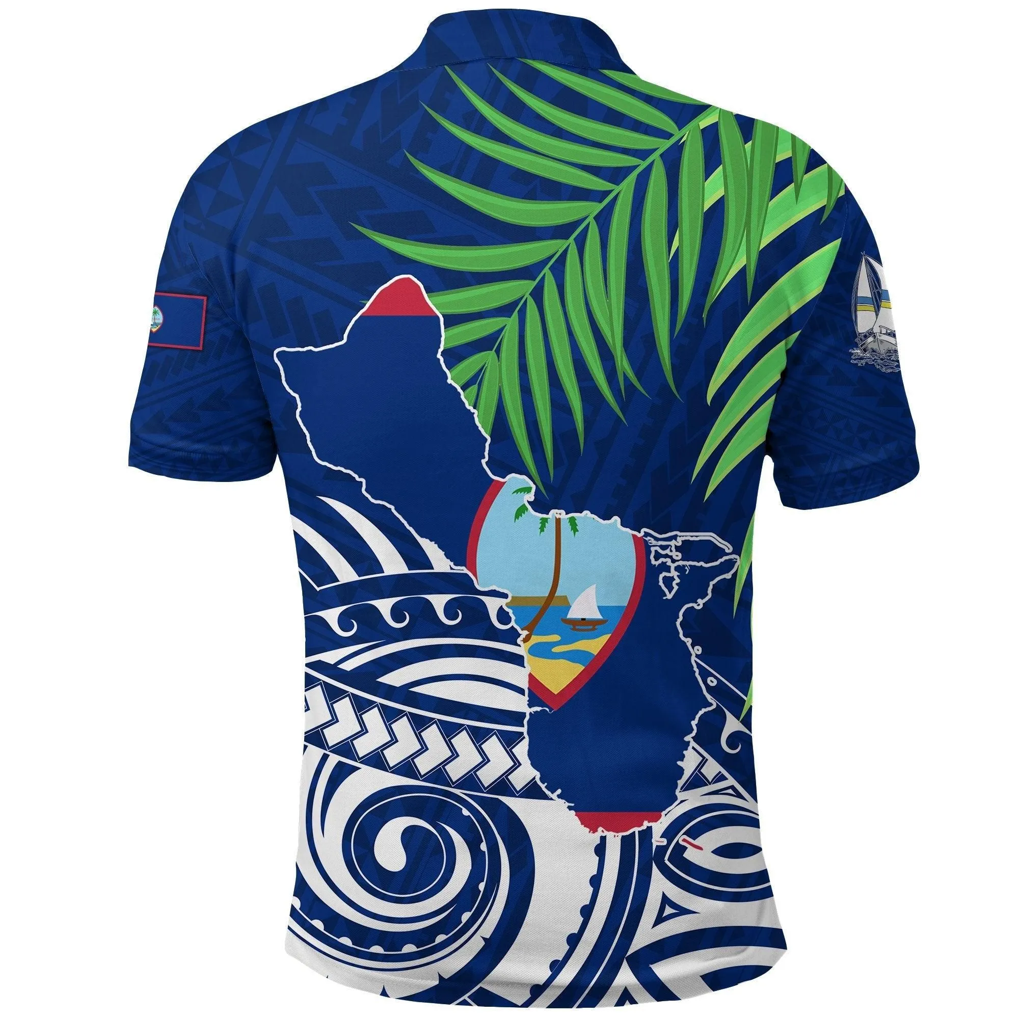 (Custom Personalised) Guam Rugby Polo Shirt Coconut Leaves