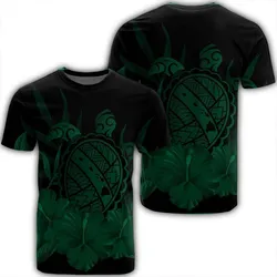 Hawaiian Map Turtle Hibiscus Polynesian T-Shirt - Green - AH