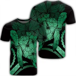 Hawaiian - Hawaii Turtle Hibiscus Polynesian Vintage T-Shirt - Green - AH