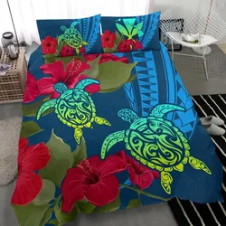 Alohawaii Home Set - Hawaii Turtle Hibiscus Polynesian Bedding Set - Bana Style - AH - J4