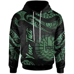 Tahiti Polynesian Custom Personalised Hoodie - Poly Tattoo Green Version