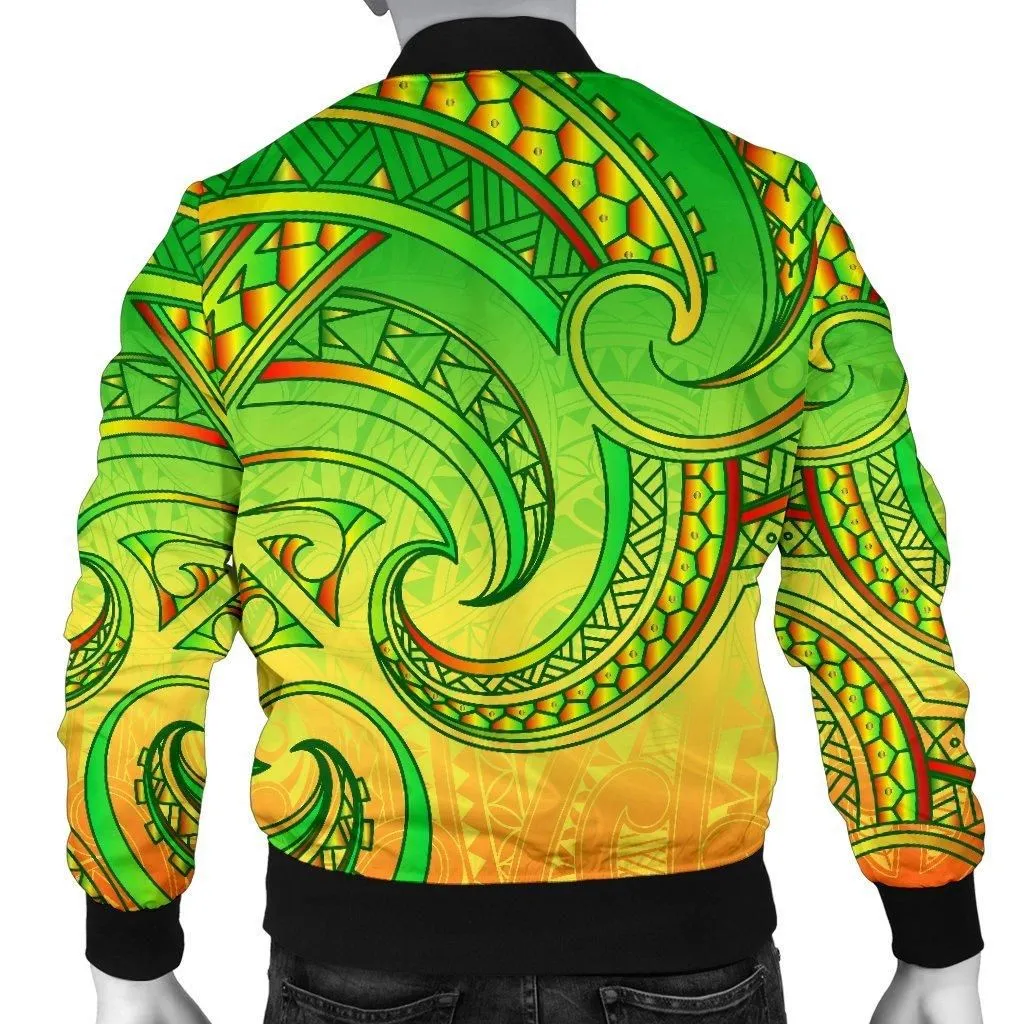New Zealand Maori Mangopare Men Bomber Jacket Polynesian - Rasta