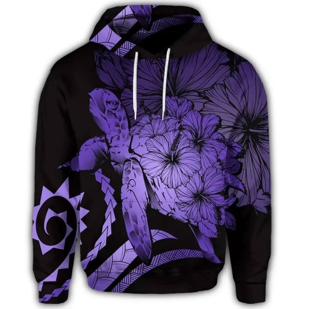 Alohawaii Hoodie - Hawaiian Hoodie - Hawaiian Turtle Hibiscus Polynesian Vintage Hoodie - Purple - AH - J4R