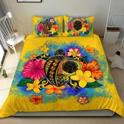 FamilyGater Bedding Set - Cover and Pillow Cases The Northern Mariana Islands Polynesian - Turtle with Plumeria and Hibiscus - BN15