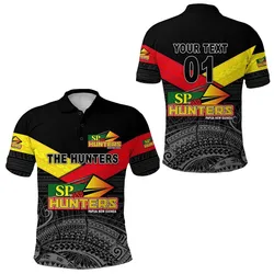 (Custom Personalised) Papua New Guinea SP Hunters Polo Shirt Rugby Original Style - Black, Custom Text And Number LT8