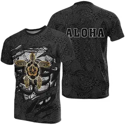 Hibiscus Polynesian Gray Hawaii Turtle T-Shirt