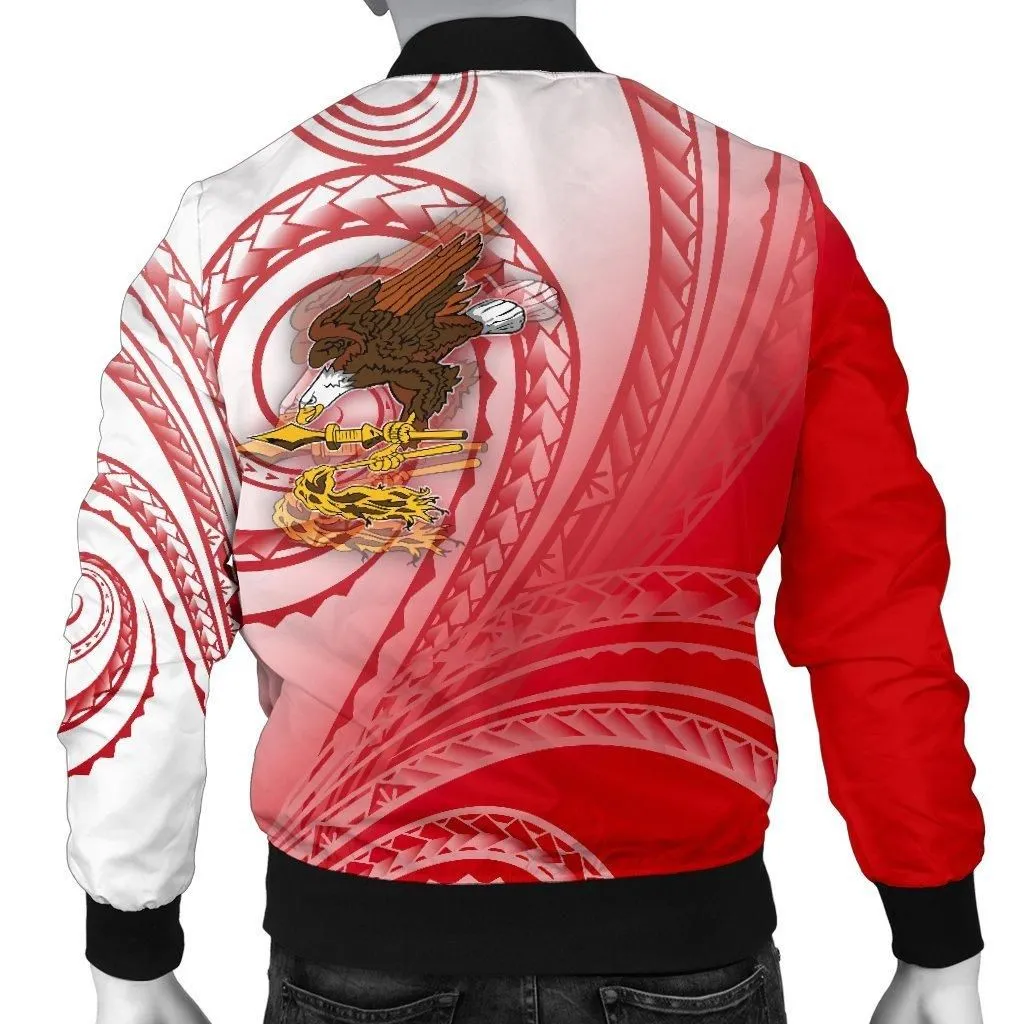 American Samoa Polynesian Mens Bomber Jacket - Bald Eagle (Red)