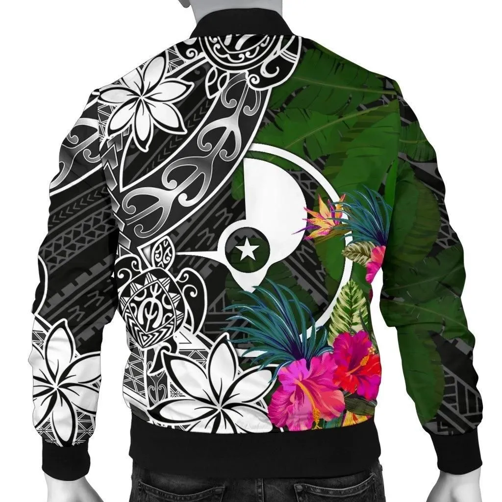 Yap Men Bomber Jacket - Turtle Plumeria Banana Leaf - BN11