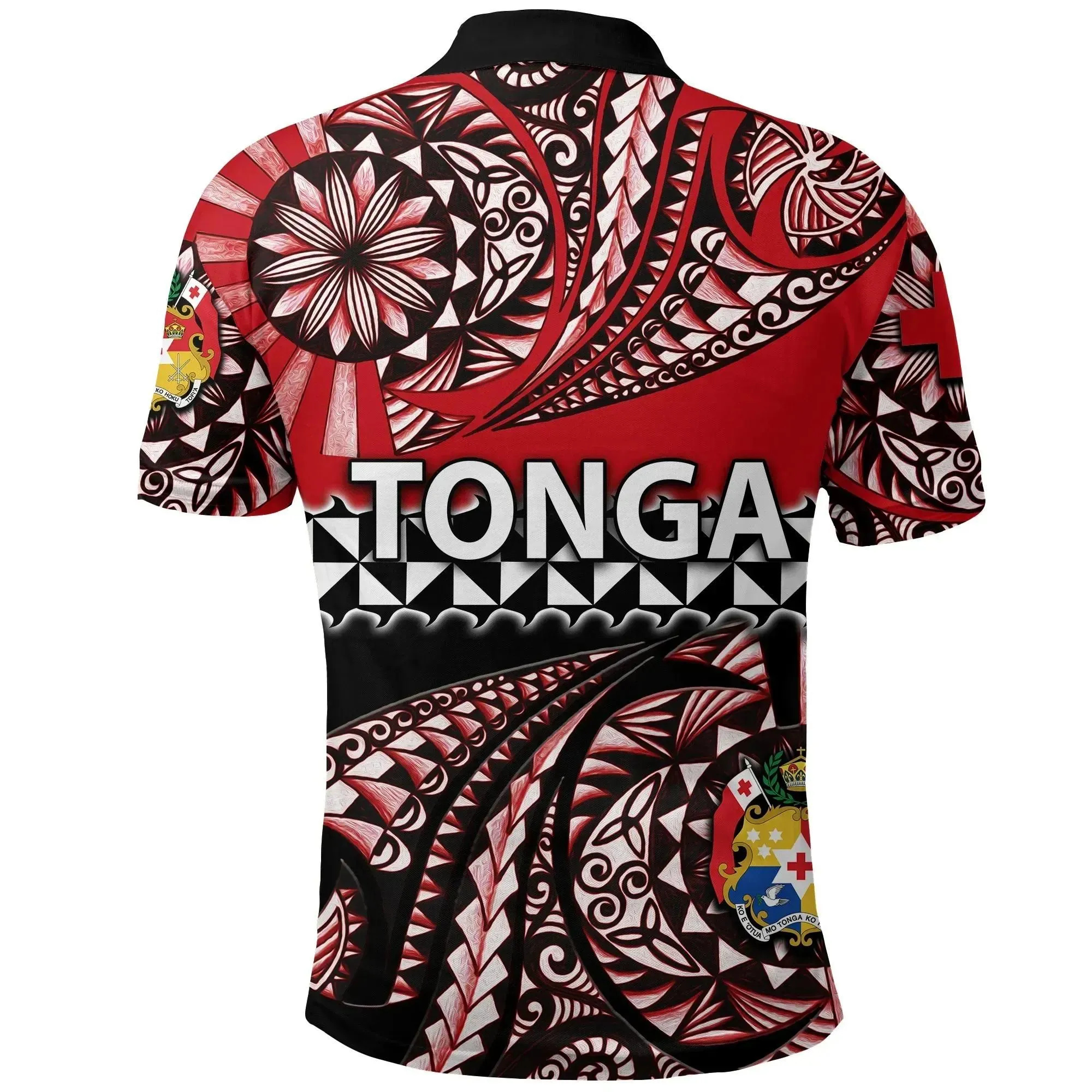Tonga Polo Shirt Polynesian Tattoo Tongan Tapa K4