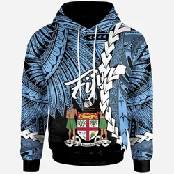 Fiji Polynesian Hoodie - Tribal Wave Tattoo Flag Style