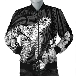 Alohawaii Jacket - Hawaiian Hibiscus Memory Turtle Polynesian Bomber Jacket White - AH - JR