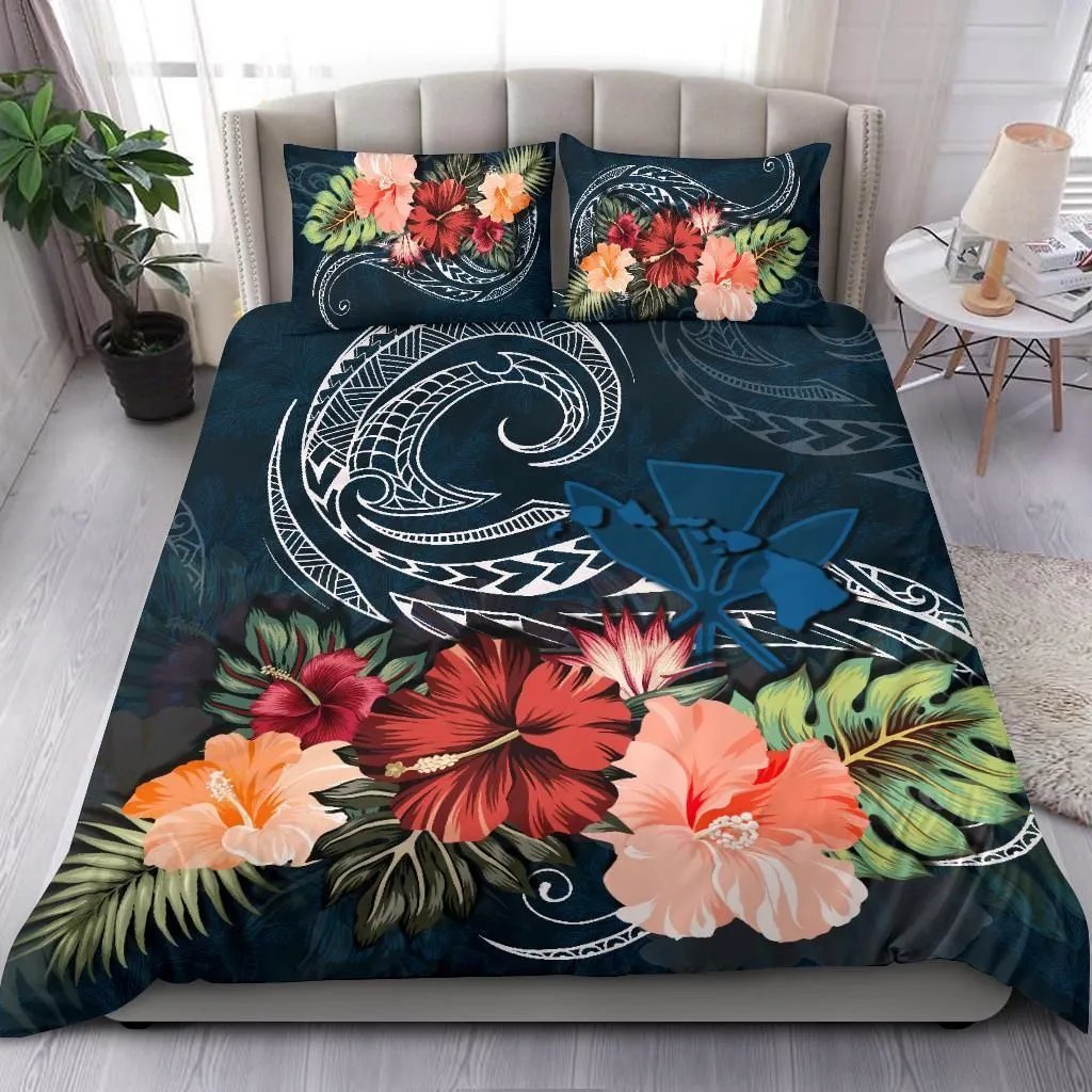 Kanaka Maoli (Hawaii) Bedding Set Hibiscus Polynesian Wave Duvet Cover Th5