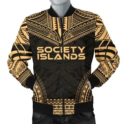 Society Islands Polynesian Chief Men's Bomber Jacket - Gold Version - Bn10