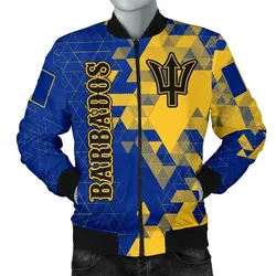 Barbados Mens Bomber Jacket - National Flag Polygon Style