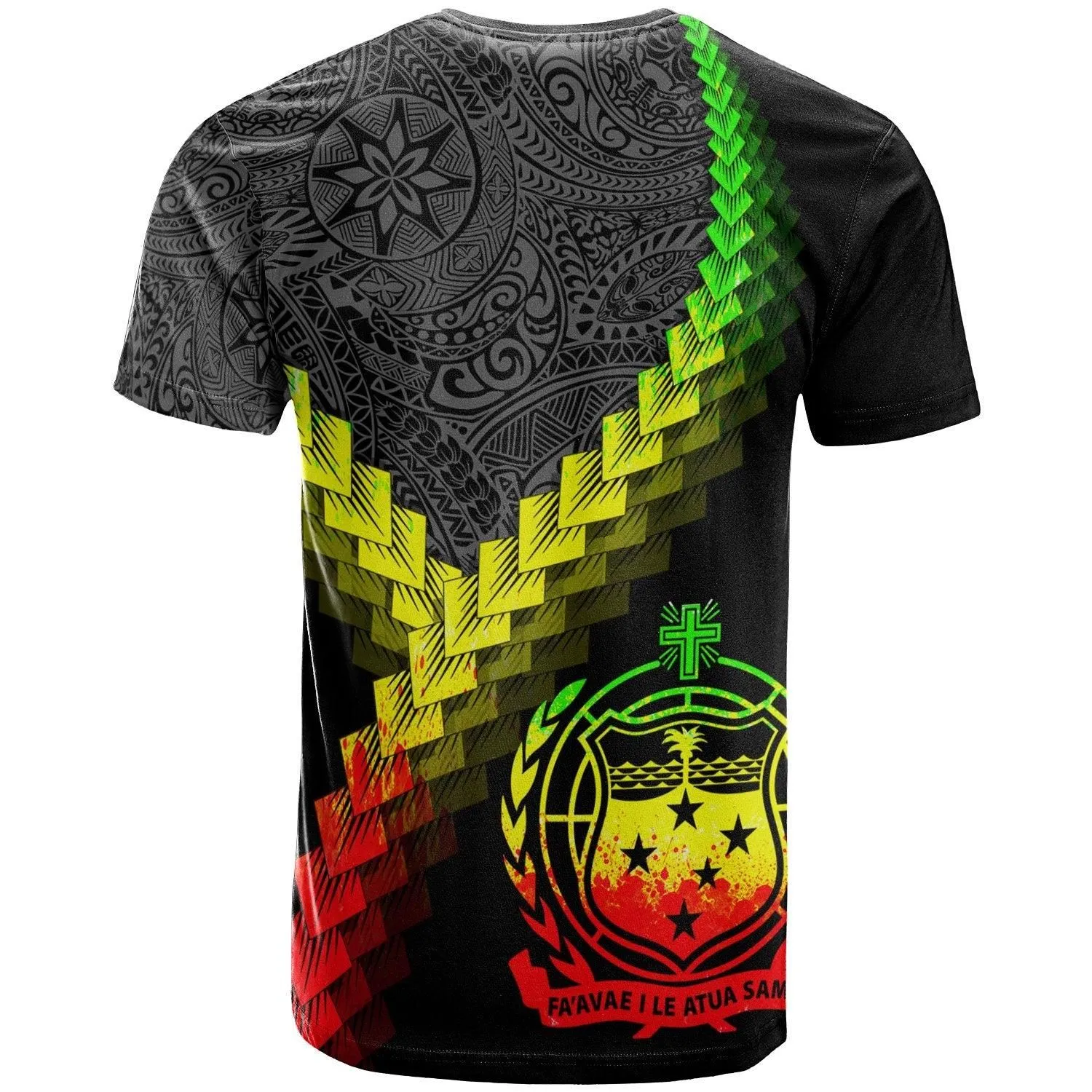 Samoa T-Shirt - Samoa Coat Of Arms With Polynesian Tattoo Reggae