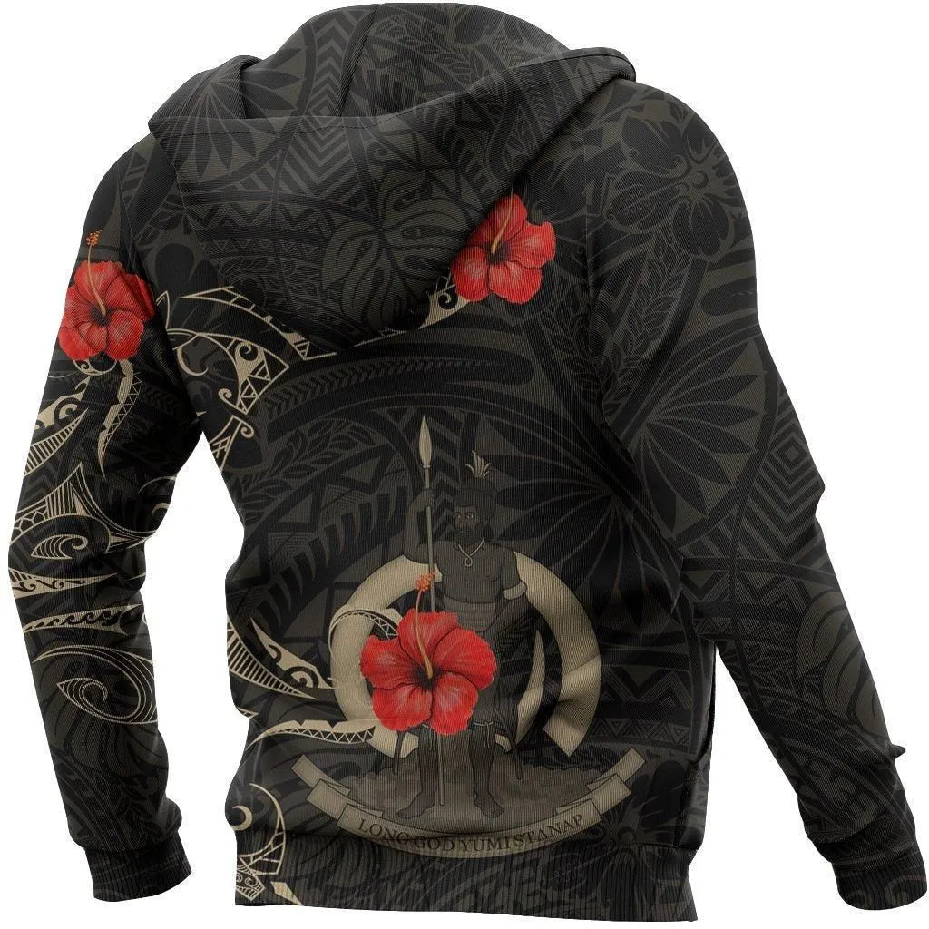 Vanuatu Hoodie Hibiscus Tattoo Style