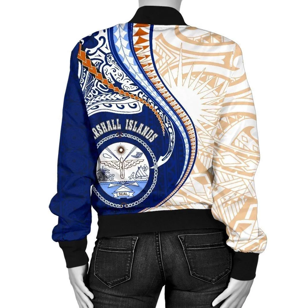 Marshall Islands Womens Bomber Jacket Kanaloa Tatau Gen MH