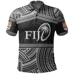 Fiji Rugby Polynesian Patterns Polo Shirt White