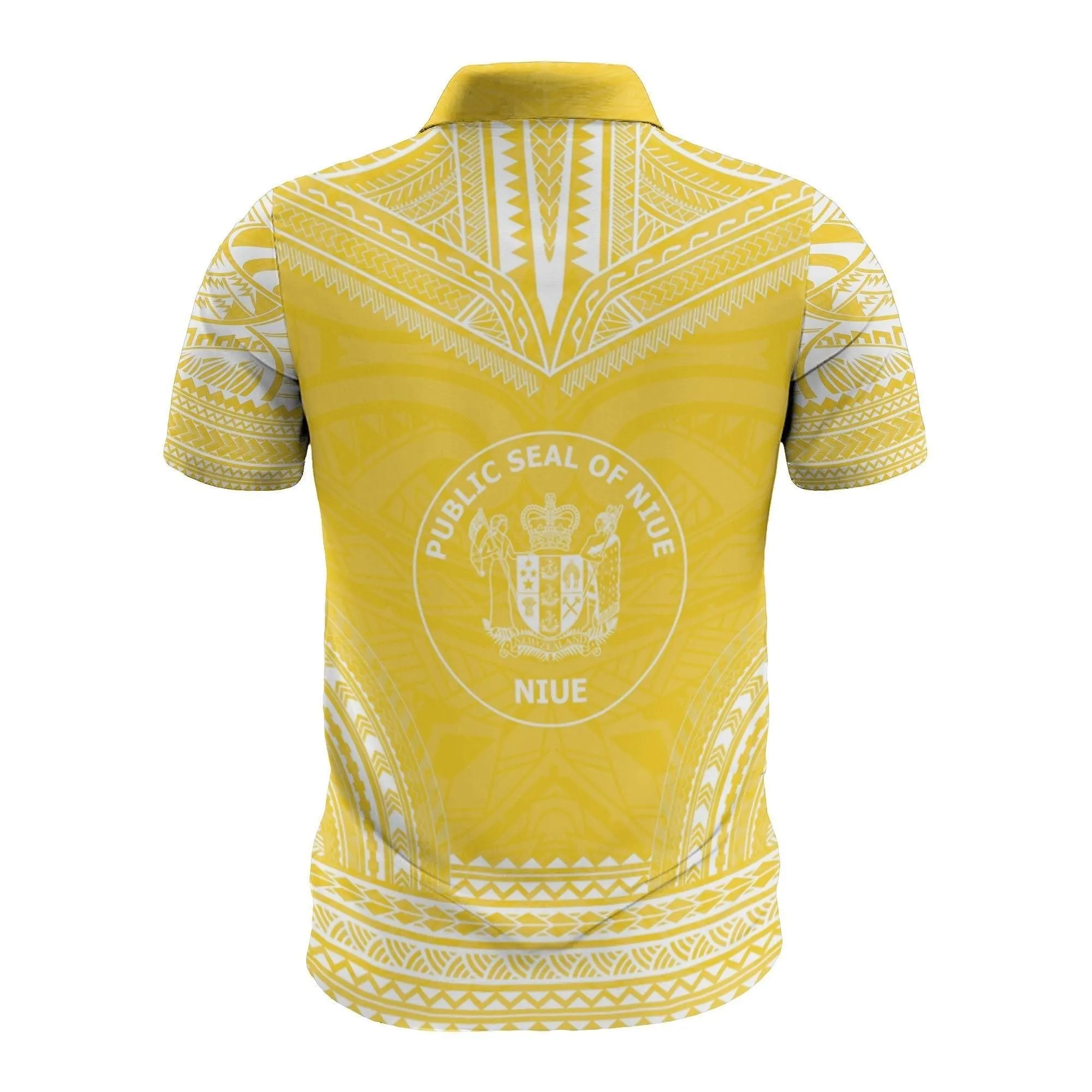 Niue Custom Personalised Polo Shirt - Niue Seal Polynesian Chief Tattoo Yellow Version