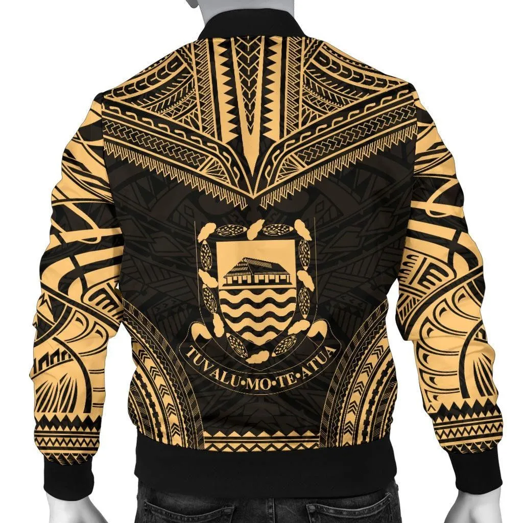 Tuvalu Polynesian Chief Men's Bomber Jacket - Gold Version - Bn10