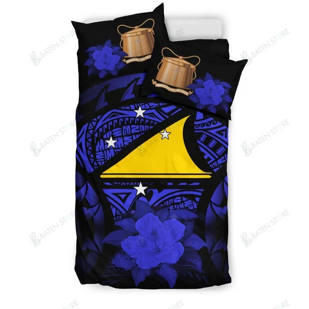 Tokelau Hibiscus Black Blue And Yellow Bedding Set Bedroom Decor