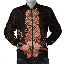 Alohawaii Jacket - Hawaii Polynesian Pineapple Hibiscus Bomber Jacket - Orange - AH - J4R