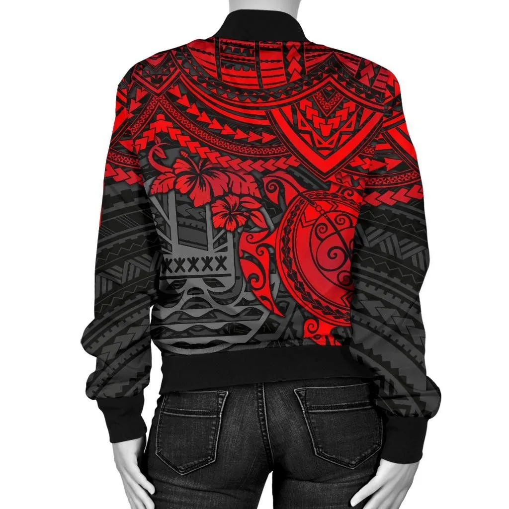 Tahiti Polynesian Bomber Jacket (Women) - Red Turtle - BN1518