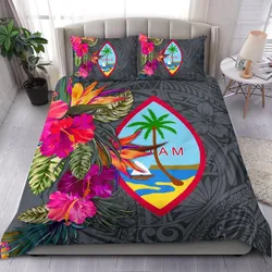 Guam Bedding Set - Hibiscus Polynesian Pattern Gray Version