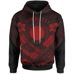 Northern Mariana Islands Custom Polynesian Hoodie - CNMI Seal Camisole Hibiscus Style (Red)- BN18