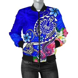 FamilyGater Jacket - Bomber Jacket Tahiti - Turtle Plumeria (Blue) - BN18