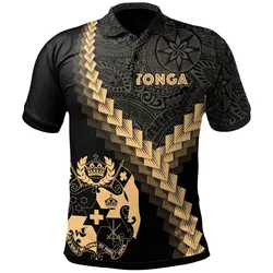 Alohawaii Shirt - Polo Shirt Tonga - Tonga Coat Of Arms With Polynesian Tattoo Gold - BN22
