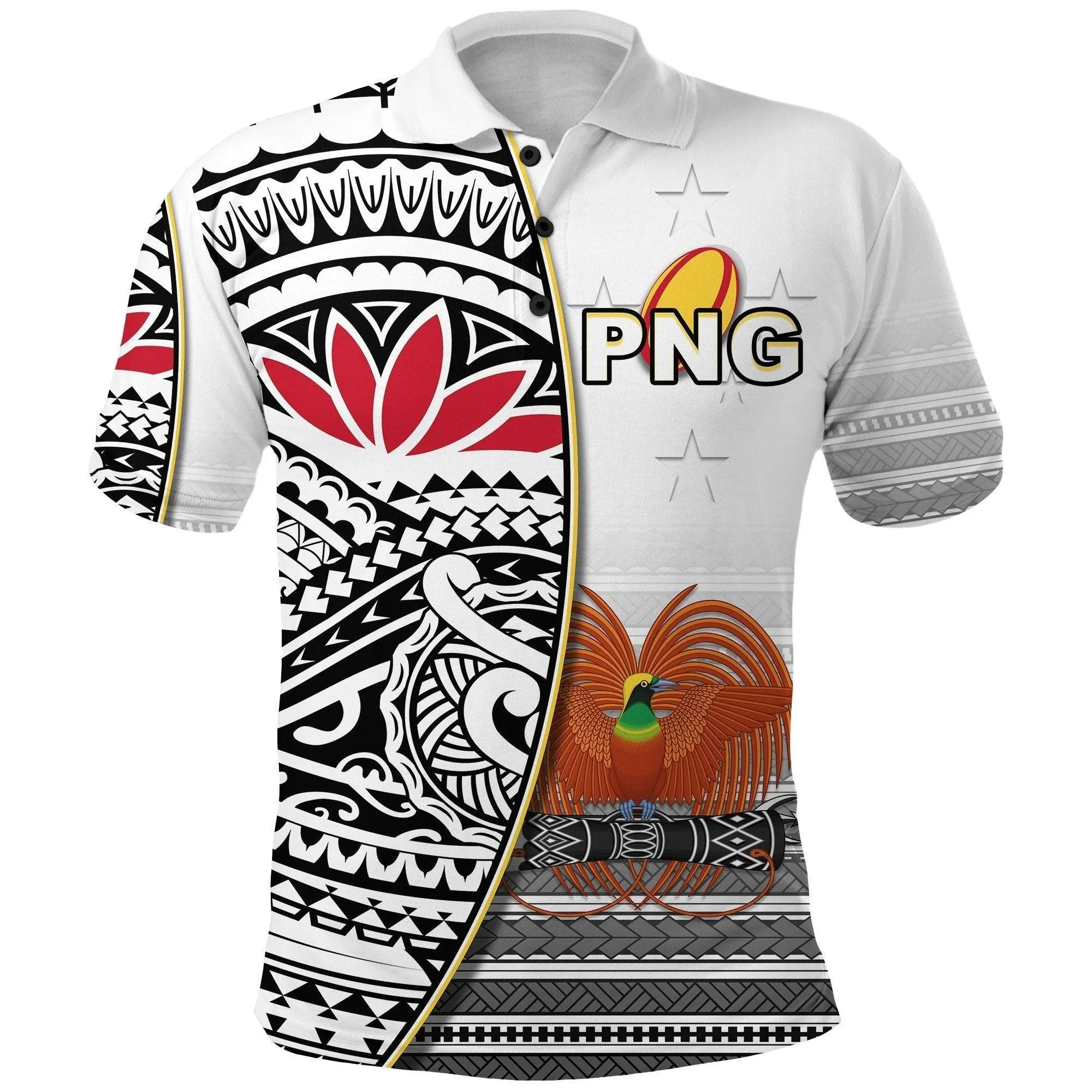 (Custom Personalised) Papua New Guinea Rugby Polo Shirt - PNG Impressive - Custom Text and Number