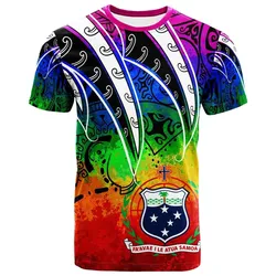 Samoa T shirt - Tropical Leaf Rainbow Color