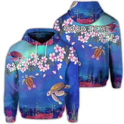 (Personalised) Hawaiian Turtle And Plumeria Pattern Polynesian Hoodie - AH