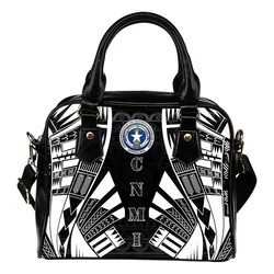 Northern Mariana Islands Shoulder Handbag - Polynesian Tattoo Black