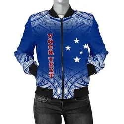 Samoa Custom Personalised Womens Bomber Jacket - Polynesian Fog Blue