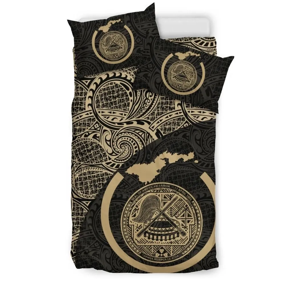FamilyGater Bedding Set - Cover and Pillow Cases Map American Samoa Coat Of Arm Map Polynesian TH7