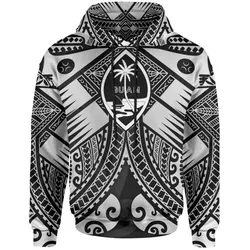 Guam Polynesian Hoodie - Guam White Seal with Polynesian Tattoo Ver 01