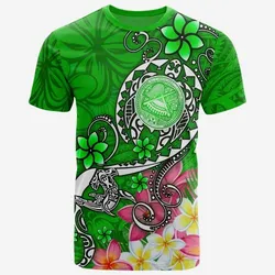 American Samoa Polynesian T-Shirts - Turtle Plumeria (Green)
