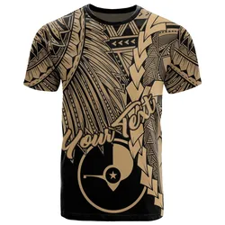 Yap Micronesia Custom Personalised T-Shirt - Tribal Wave Tattoo Gold