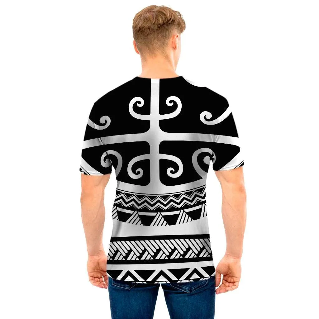 Polynesian Tribal Tattoo Pattern Print Mens T-Shirt