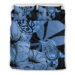 Hawaii Turtle Bedding Set Polynesian Hibiscus Art Ver 2.0 Blue AH J1