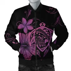 Alohawaii Jacket - Hawaiian Map Turtle Hibiscus Plumeria Polynesian Bomber Jacket - Pink - AH - J4R