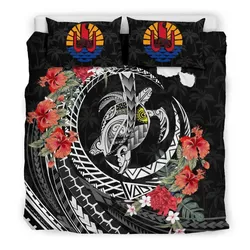 Polynesian Tahiti Polynesia Map Turtle Hibiscus A Bedding Set Camlibr