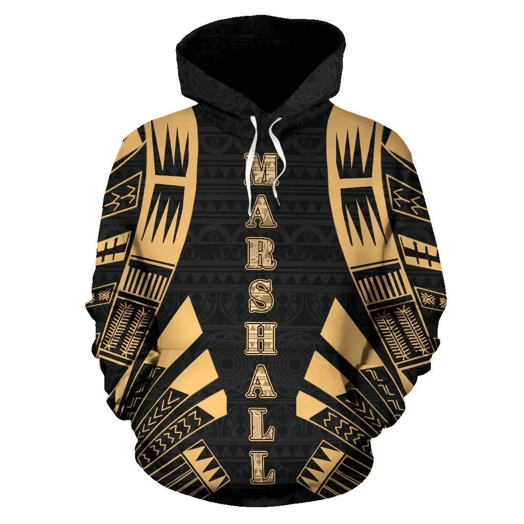Marshall Islands All Over Hoodie - Gold Tattoo Style - Bn01