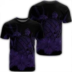 Hawaiian Map Turtle Hibiscus Polynesian T-Shirt - Purple - AH