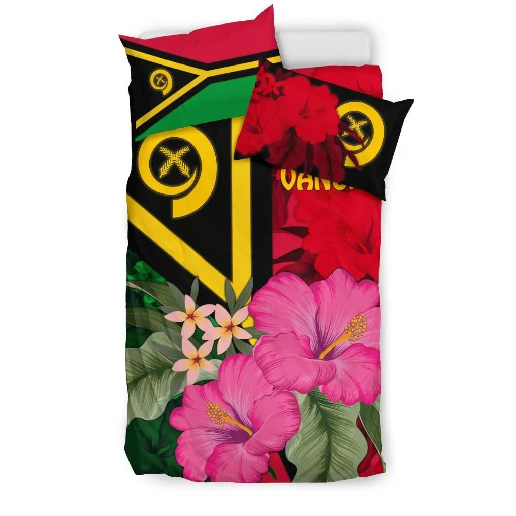 Vanuatu  Bedding Set - Vanuatu Flag with Hibiscus