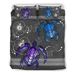 FamilyGater Home Set - Hawaii Turtle Hibiscus Polynesian Bedding Set - Miki Style - AH - J4