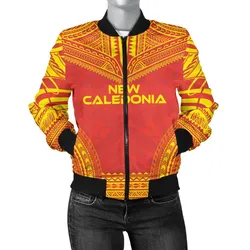 New Caledonia Flag Polynesian Chief Women'S Bomber Jacket - Bn10